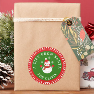 Ein Geschenk vom Weihnachtsschneemann-Weihnachtsst Runder Aufkleber