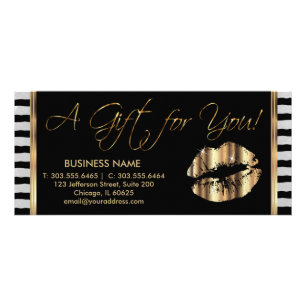 Ein Geschenk-Zertifikat-hübsche Gold💋 Lippen Werbekarte