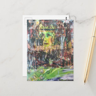 Ein Gesicht Mixed Media Collage Postkarte