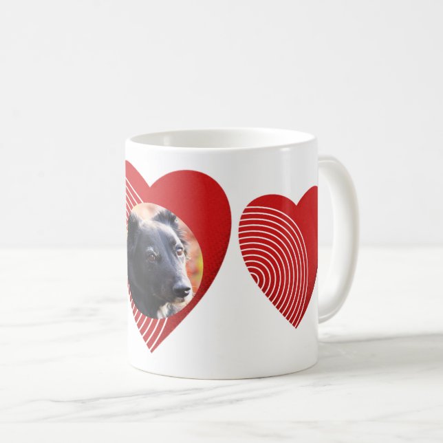 Ein gestreiftes rotes Herz Kaffeetasse (VorderseiteRechts)