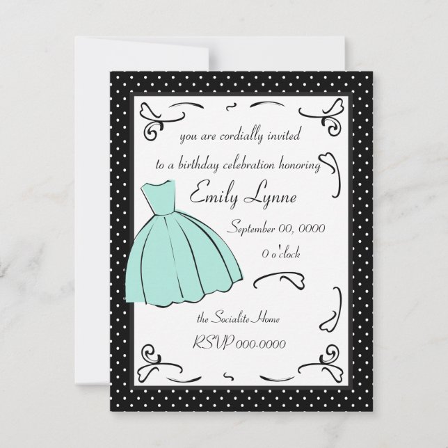Ein gezeichnetes Kleid Einladung (Vorderseite)