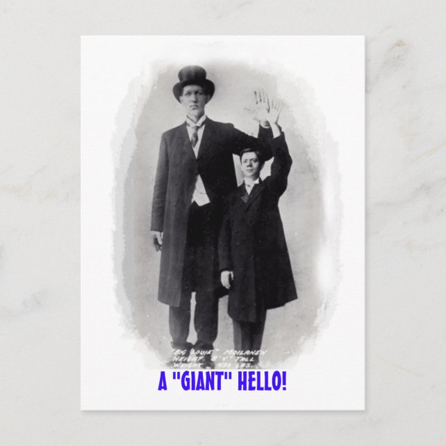 EIN "GIANT" HELLO!  POSTCARD FINN CIRCUS GIANT! POSTKARTE (Vorderseite)