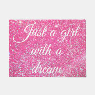 EIN GIRL MIT DREAM-Saum-Hot-Pink-Glitzer Fußmatte