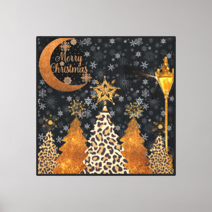 Ein glamouröser wilder Leopard-Weihnachten Leinwanddruck