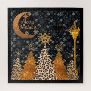 Ein glamouröser wilder Leopard-Weihnachten Puzzle