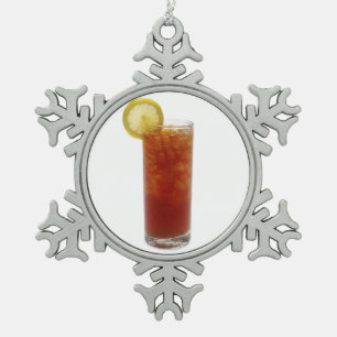 Ein Glas Eistee Schneeflocken Zinn-Ornament