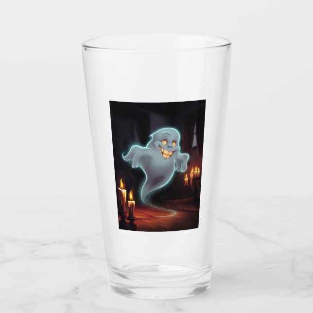 Ein Glas mit einem lächelnden Geist. (Vorderseite)