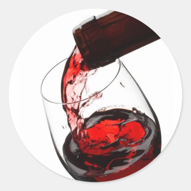 Ein Glas Rotwein Runder Aufkleber (Vorderseite)
