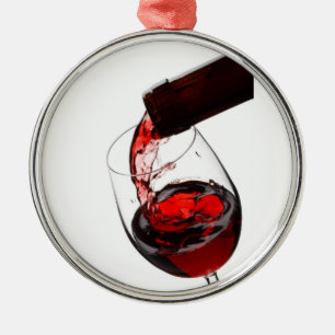 Ein Glas Rotwein Silbernes Ornament