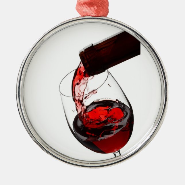 Ein Glas Rotwein Silbernes Ornament (Vorne)