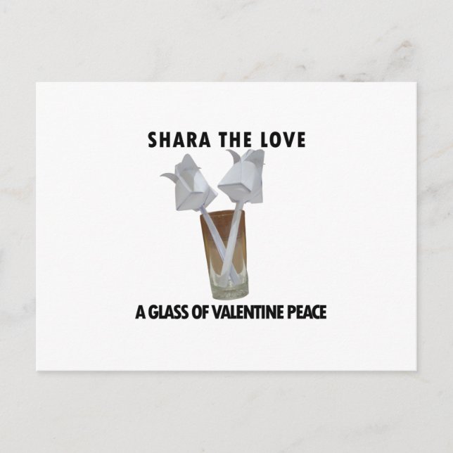 Ein Glas valentiner Ruhe. Feiertagspostkarte (Vorderseite)