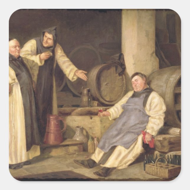 Ein Glas zu viele Quadratischer Aufkleber (Vorderseite)