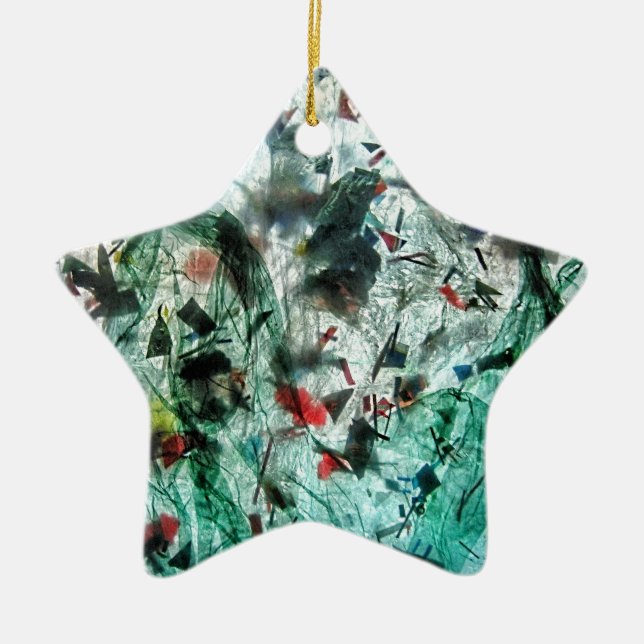 Ein glatter blauer Ornament-Stern, Abstrakte Stern Keramik Ornament (Vorne)