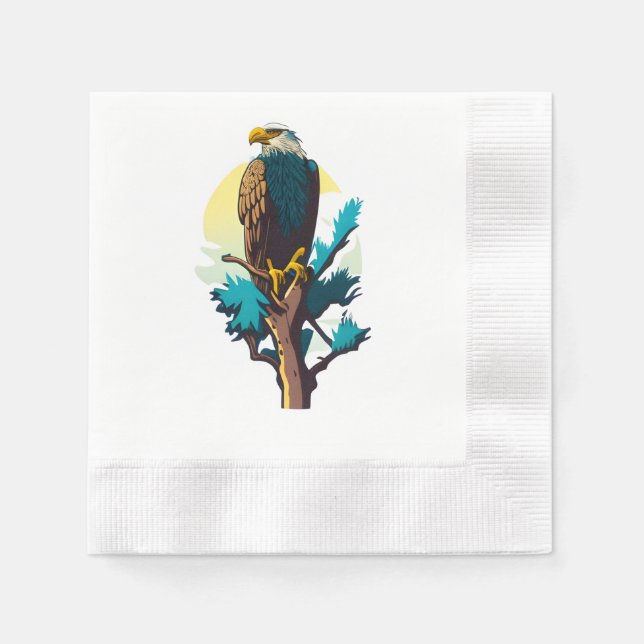 Ein Glatzenadler auf einem Baum Napkin Serviette (Vorderseite)