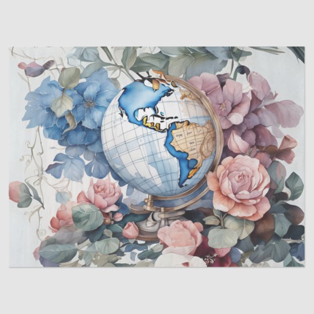 Ein Globe im Blumengarten Seidenpapier (Vorderseite)