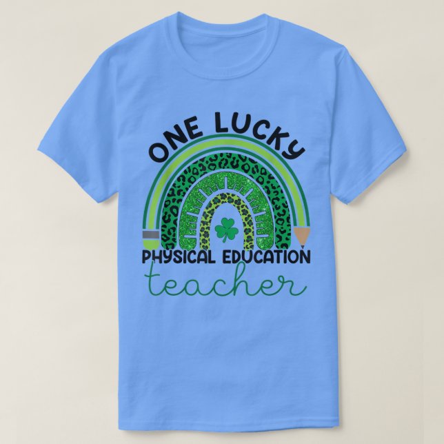Ein Glück PE Lehrer Saint Patrick's Day Leopard R T-Shirt (Design vorne)