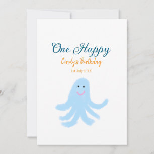 Ein glücklicher blauer Oktopus unter dem Meeresgeb Feiertagskarte