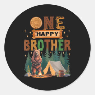 Ein glücklicher Bruder Camper 1. Geburtstag Camng Runder Aufkleber