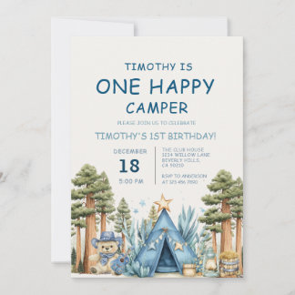 Ein glücklicher Camper-Camping 1. Geburtstag Einladung