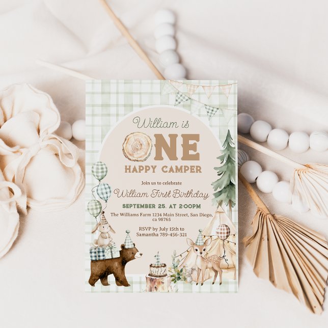 Ein glücklicher Camper Einladung zum ersten Geburt (Von Creator hochgeladen)