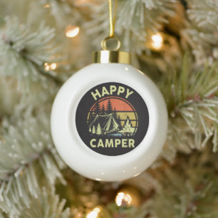 Ein glücklicher Camper Kleinkind Junge Lustiges Ca Keramik Kugel-Ornament