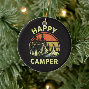 Ein glücklicher Camper Kleinkind Junge Lustiges Ca Keramik Ornament