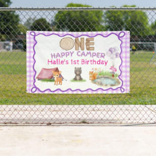 Ein glücklicher Camper lila Wasserfarbe Tier Gebur Banner