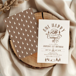 Ein glücklicher Camper Minimalistisch Camping 1. G Einladung