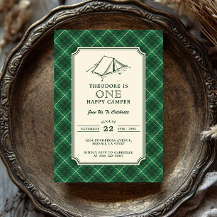 Ein Glücklicher Camper Vornehm Vintage Tartan Kari Einladung