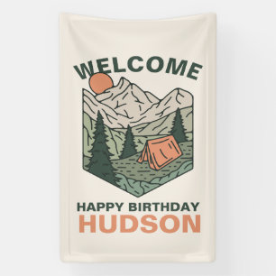 Ein glücklicher Camper zum ersten Geburtstag Willk Banner