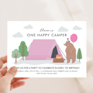 Ein glücklicher Camper zum Geburtstag Einladung