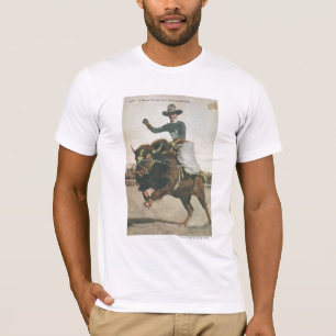 Ein glücklicher Cowboy auf einem sträubenden T-Shirt