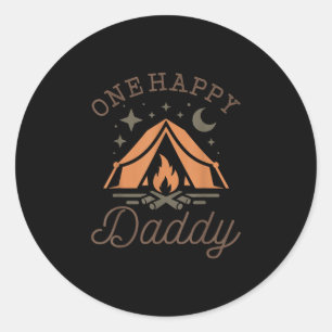 Ein glücklicher Daddy Camper 1. Geburtstag Camping Runder Aufkleber