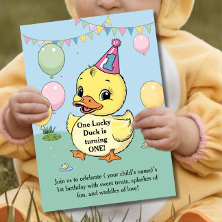 Ein glücklicher Duck Geburtstag Kinder 1. Einladung