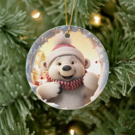 Ein glücklicher Eisbär. Weihnachten Eisbär. Keramik Ornament