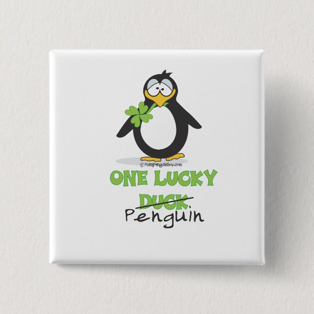 Ein glücklicher Enten-Pinguin Button (Vorderseite)