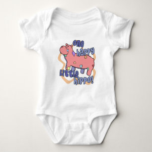 Ein glücklicher Flusspferd-Baby-Strampler Baby Strampler