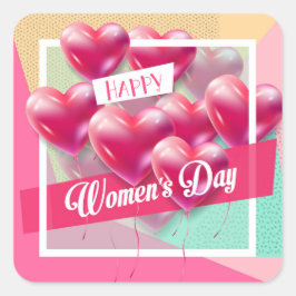 Ein glücklicher Frauentag! Internationaler Urlaub  Quadratischer Aufkleber
