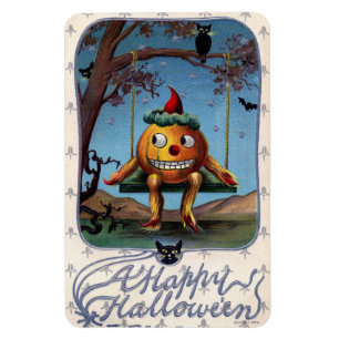 Ein glücklicher Halloween-Kürbis zum Vintagen Swin Magnet