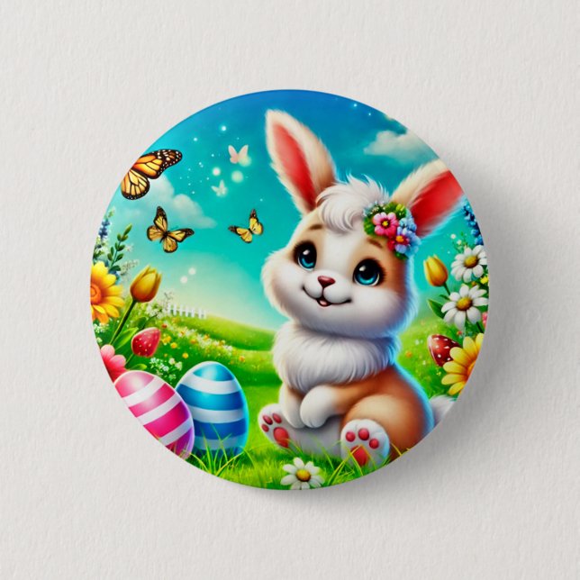 Ein glücklicher Hase Button (Vorderseite)