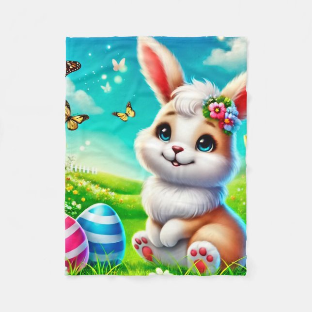 Ein glücklicher Hase Fleecedecke (Vorderseite)