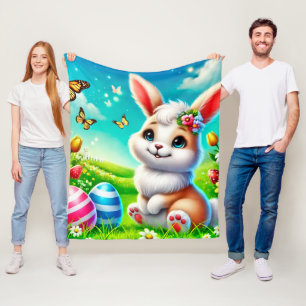 Ein glücklicher Hase Fleecedecke
