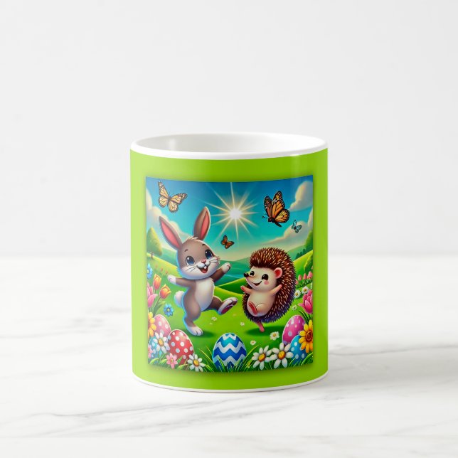 Ein glücklicher Hase und Igel Kaffeetasse (Mittel)