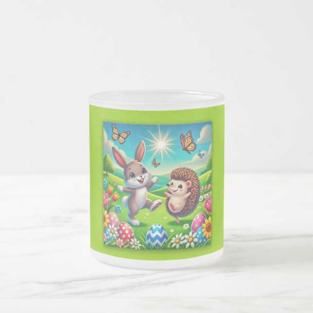 Ein glücklicher Hase und Igel Mattglastasse (Mittel)