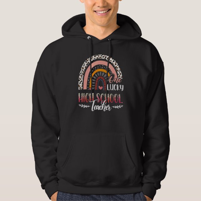 Ein glücklicher High School Lehrer Leopard Rainbow Hoodie (Vorderseite)