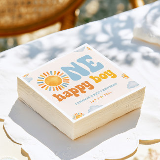 Ein glücklicher Junge Sonnenschein 1. Geburtstag  Serviette