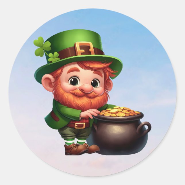 Ein glücklicher Kobold am St. Patrick's Day Runder Aufkleber (Vorderseite)