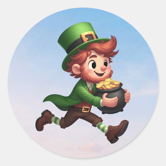 Ein glücklicher Kobold am St. Patrick's Day Runder Aufkleber (Vorderseite)
