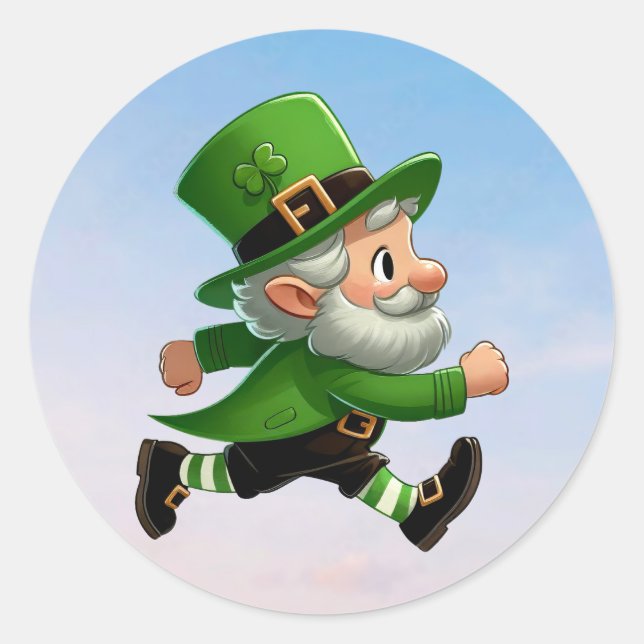 Ein glücklicher Kobold am St. Patrick's Day Runder Aufkleber (Vorderseite)