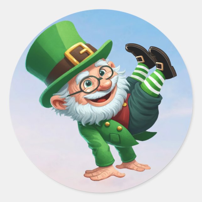 Ein glücklicher Kobold am St. Patrick's Day Runder Aufkleber (Vorderseite)